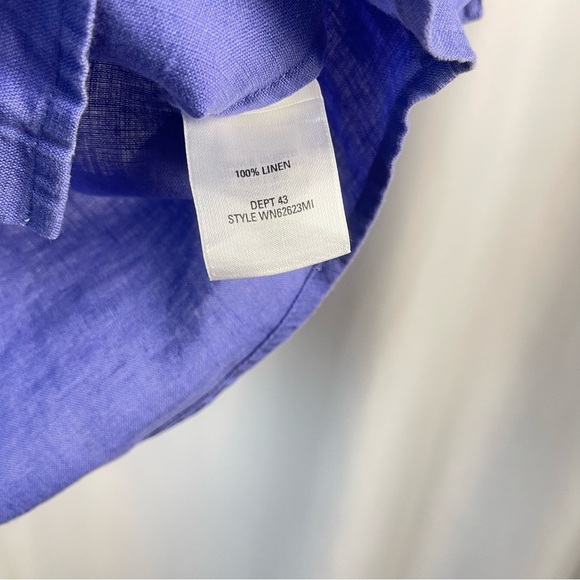 Nordstrom Periwinkle Small Linen Casual Button Down Shirt Relaxed Fit Collared - Picture 7 of 8